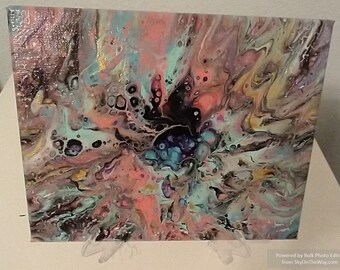 Collection by Shari L.B. original fluid acrylic art on 8x10 Beautiful pinks golds abstract painting