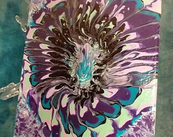 original fluild art 8x10 Bold beautiful flower abstract painting