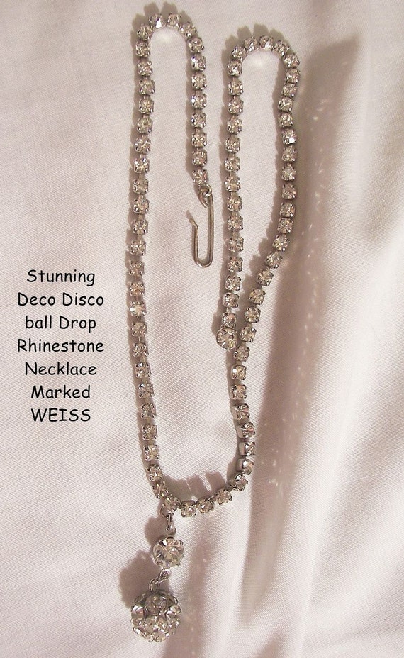Fabulous Weiss dangling ball all rhinestone Deco … - image 2