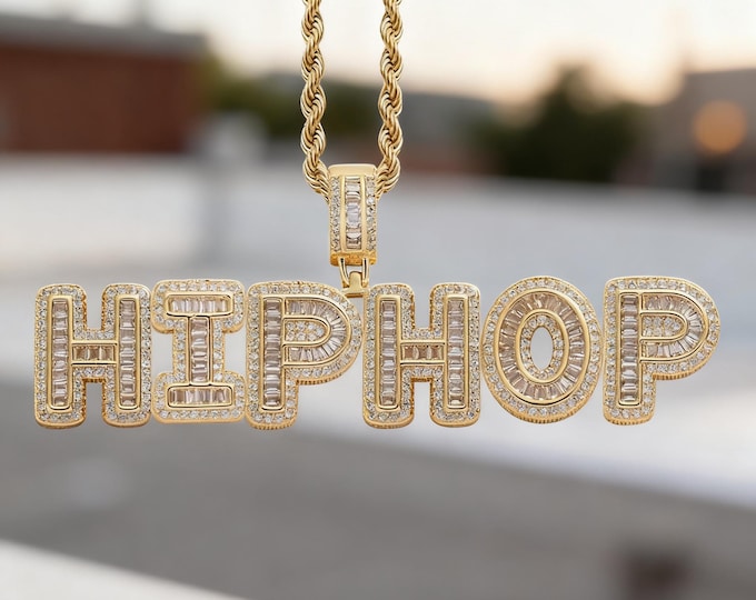 Personalized Hip Hop Name Necklace:Custom Iced Out Pendant, Bling Hip Hop Men's Jewelry, Rock Boy Gifts
