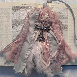 Pretty Pink & Gray Soft Bible Tassel  | Christian Gift for Women | Faith-Inspired Bible Accessory | Bible Bookmark | Confirmation Gift |Grad