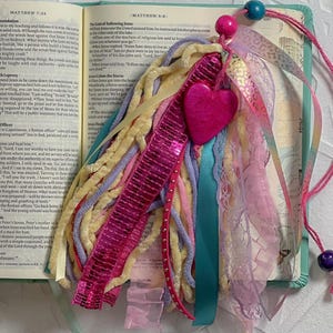 Pink Teal Yellow Lisa Frank Inspired Bible Tassel | Christian Gift for Women | Faith-Inspired Bible Accessory | Bible Bookmark |Confirmation