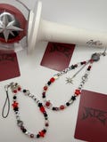 Stray Kids DominATE World Tour inspired wristlet phone charm/ light stick charm keychain/mini phone charm - black/red - removable charm