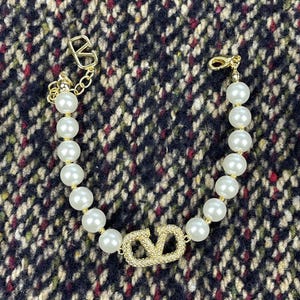 Valentino Gold V Charming Pearl Womens Bracelet