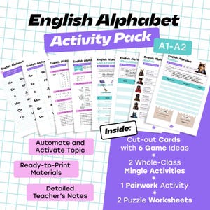 ESL Alphabet Activity Pack: Beginner Spelling Games & Worksheets (Printable PDF)