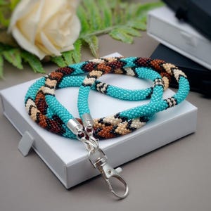 Beaded Teacher Lanyard - Handmade Beaded ID Badge Holder, Stylish Teacher Gift, Durable School Lanyard, Personalized Beadwork Accessory
