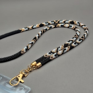 Beaded Teacher Lanyard – Stylish Badge Holder for School or Office, Handmade Gift for Educators, Custom Length Option