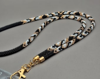 Beaded Teacher Lanyard – Stylish Badge Holder for School or Office, Handmade Gift for Educators, Custom Length Option