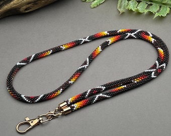 Handmade Beaded Lanyard: Native Style Badge Holder Necklace