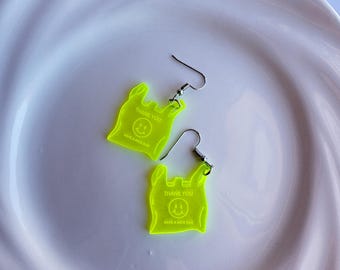 Pendientes de acrílico neón con forma de bolso: joyas colgantes Y2K