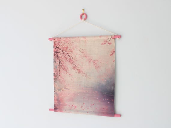 Sakura Mist Pin Banner – Wall Hanging | Cherry Blossom Display | Tranquil Fabric Pin Banner | Soft Pink Decor | Nature Lover Gift