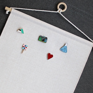 Blank Fabric Pin Banner - Custom Dowel Colour | Enamel Pin Display in 3 Sizes | Wall Hanging for Pins | Pin Collector Storage Pennant