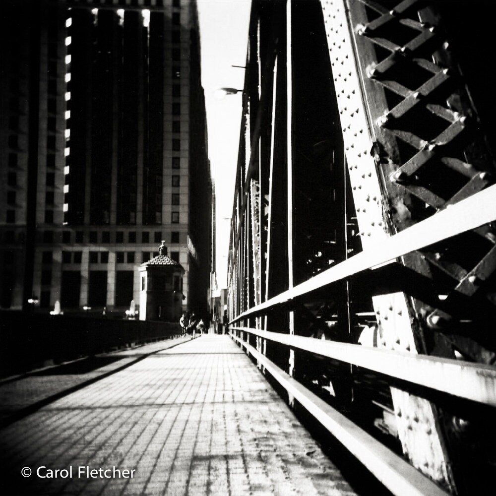 city sidewalk art Chicago wall art print Light Bulb Chicago River Walk Series #2 holga photo black and white Chicago Photography