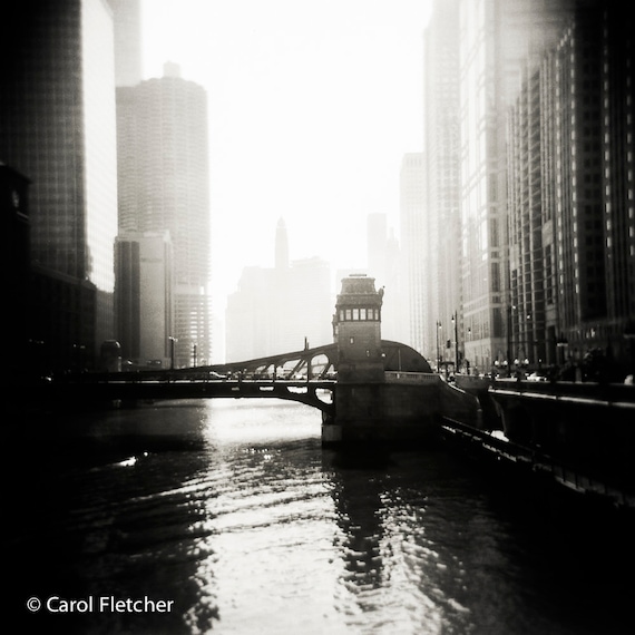 city sidewalk art Chicago wall art print Light Bulb Chicago River Walk Series #2 holga photo black and white Chicago Photography