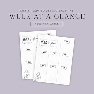 Week At A Glance Planner Printable (Digital Download)