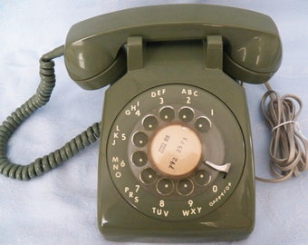 Vintage ITT Rotary Desk Telephone Avocado