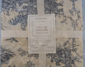 Vintage Willliams-Sonoma Blue Toile Au Couleur Tablecloth 70”x90” New in Original Packaging 100% Cotton Italy