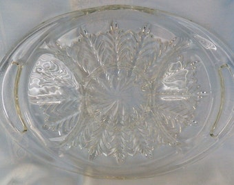 Vintage Jeannette Glass “Feather” 16.5” Oval 5-Part Relish Tray Dish