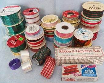 Ribbon Lot of 38 New & Partial Rolls Various Colors Sizes + Bonus Ribbon Shredder