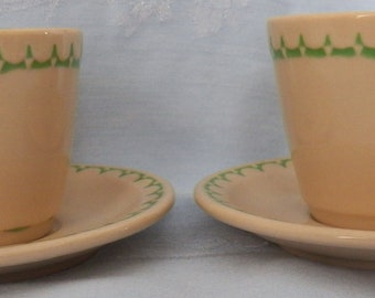 Vintage Syracuse China Econo Rim Restaurantware Demitasse Cup & Saucer Set of 2