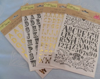Crafter’s Square Rub-On Paper Craft Transfers Lot of 4 Packs Black & Gold Foil
