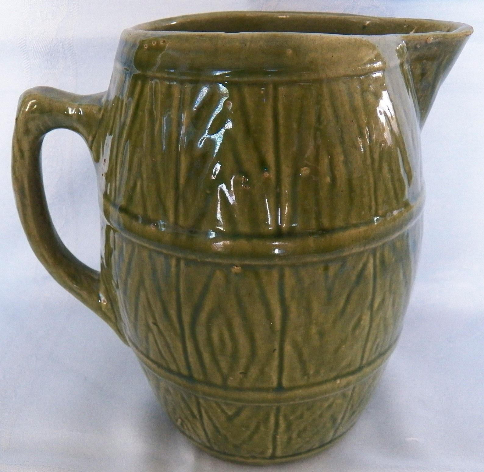 Vintage Nelson McCoy Pottery Stoneware Green Barrel Water Etsy