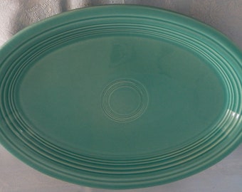 Vintage Homer Laughlin Fiestaware 13” Oval Serving Platter Turquoise