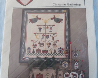 Vintage Heart Strings Pat Thode 25”x20.75” “Christmas Gatherings” Cross Stitch Kit # AC-98 FREE SHIP