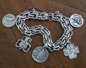 Irish Blessings ~  Vintage ELCO Sterling Catholic Medals Bracelet