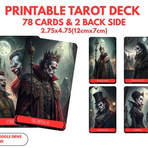 78 Tarot Deck, Vampire Clown Tarot, Printable Tarot Deck Design, Unique Tarot Deck, Digital Cards Deck, Fortune Reading Supply, png, pdf