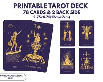 78 Tarot Deck, Dark Purple Tarot, Printable Tarot Deck Design, Unique Tarot Deck, Digital Cards Deck, Fortune Reading Supply, png, pdf