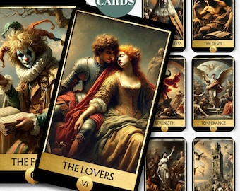 Lenormand Tarot 36 Cards Vintage Deck, Printable Tarot cards, printable oracle deck, Unique tarot deck, Tarot PNG, Digital Download