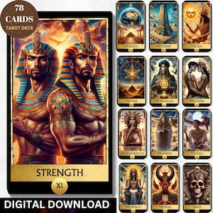 Ägyptische Tarotkarten Deck Schwarze Tarot Drucke Digitales Tarot Deck Spirituelles druckbares Tarot Kartenspiel Ägypten Tarot Png druckbares Orakel