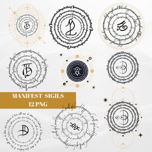 Sigilli di manifestazione di predizione della fortuna digitale Pacchetto digitale 12 simboli magici stampabili per abbondanza amore protezione energia spirituale