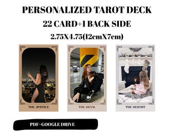 Personalized Tarot Major Arcana Printable Deck: Custom 22 Tarot Cards Digital Download
