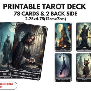 78 Tarot Deck, WhimsiGothic Tarot, Printable Tarot Deck Design, Unique Tarot Deck, Digital Cards Deck, Fortune Reading Supply, png, pdf