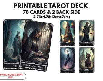 78 jeu de tarot, tarot gothique fantaisiste, conception de jeu de tarot imprimable, jeu de tarot unique, jeu de cartes numériques, fournitures de lecture Fortune, png, pdf