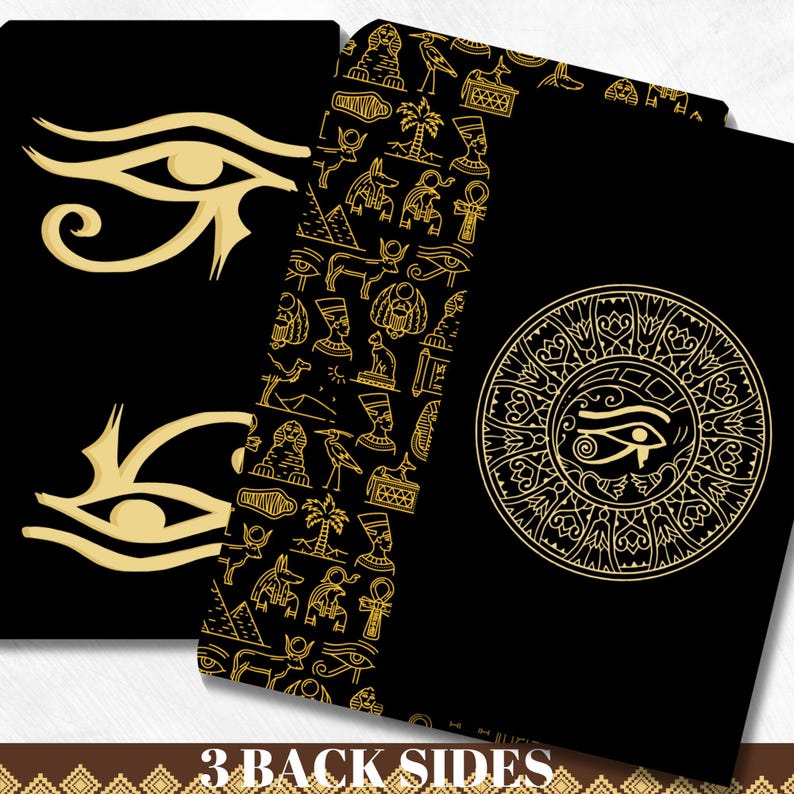 Egyptian Tarot Cards Deck Black Tarot Prints Digital Tarot Deck Spiritual Printable Tarot Deck