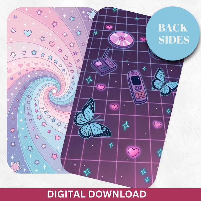 Retro Y2K Printable Tarot Deck | 78 Digital Tarot Cards for Self ...