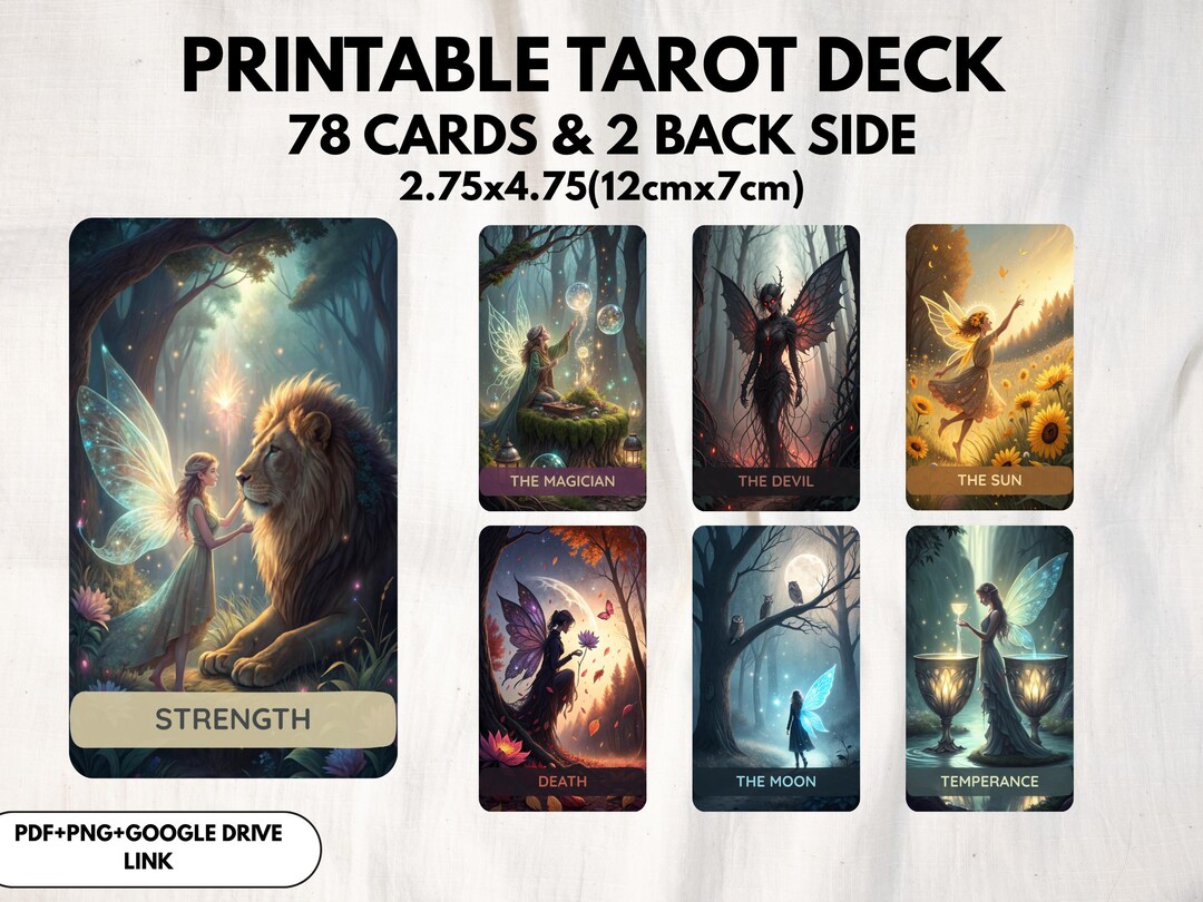 78 Tarot Deck, Fairy Tale Tarot, Printable Tarot Deck Design, Unique ...