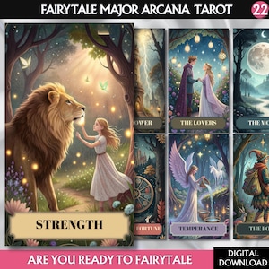 Fairy Tale Tarot Cards Deck Mystic Tarot Prints Digital Tarot Deck Spiritual Printable Oracle Cards Deck Digital Oracle Cards Deck