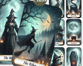Lenormand Tarot 36 Cards Witchy Deck, Printable Tarot cards, printable oracle deck, Unique tarot deck, Tarot PNG, Digital Download