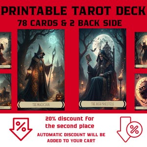 78 Tarot Deck, Horror Halloween Tarot, Printable Tarot Deck Design, Unique Tarot Deck, Digital Cards Deck, Fortune Reading Supply, png, pdf