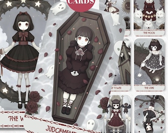 78 Tarot Deck, Gothic Lolita Tarot, Printable Tarot Deck Design, Unique Tarot Deck, Digital Cards Deck, Fortune Reading Supply, png, pdf