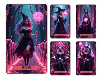 Gothic Candy Tarot Deck Printable 78 Cards: Dark Aesthetic Tarot Digital Download