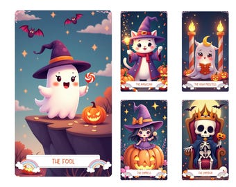 Chibi Anime Tarot Printable Tarot Deck: 78 Kawaii Tarot Cards Instant Download