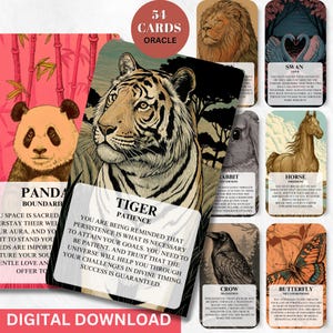 Spirit Animals Orakel Deck 54 Karten Digitaler Download Spirituelle Anleitung Tier Weisheit Printable Meditation und Persönliches Wachstum Karten