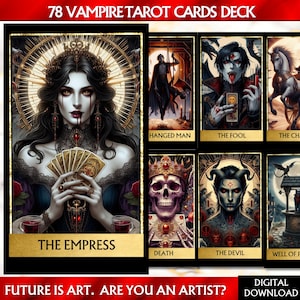 78 Tarot Deck,Vampire Van Gogh Tarot, Printable Tarot Deck Design, Unique Tarot Deck, Digital Cards Deck, Fortune Reading Supply, png, pdf