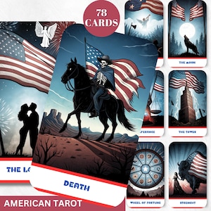Mazzo di Tarocchi Americani da 78 Carte, Download Digitale, Tarocchi del 4 Luglio per la Scoperta di Sé, Divinazione e Meditazione, Mazzo di Tarocchi Stampabile