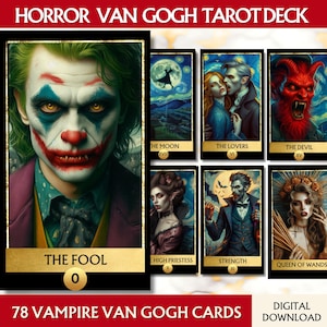 Jeu de tarots Vampire Van Gogh Jeu de 78 cartes de tarot numériques Jeu de tarot horreur Tarot noir